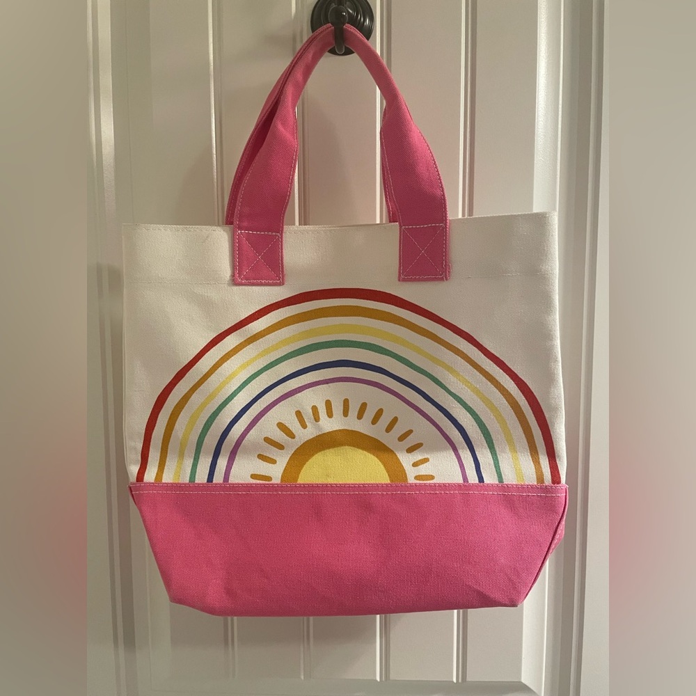 Pottery Barn Kids Canvas Tote Bag, Traditional Rainbow Design.